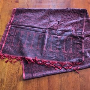 Black and Maroon Satin Scarf